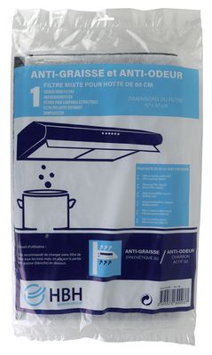 Filtre synthétique anti graisse et anti odeur au charbon actif pour