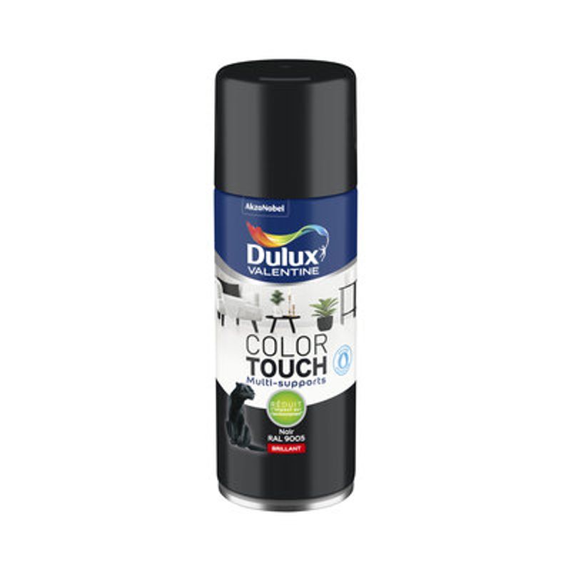 Aérosol de peinture Color Touch noir RAL 9005 brillant 400 ml DULUX