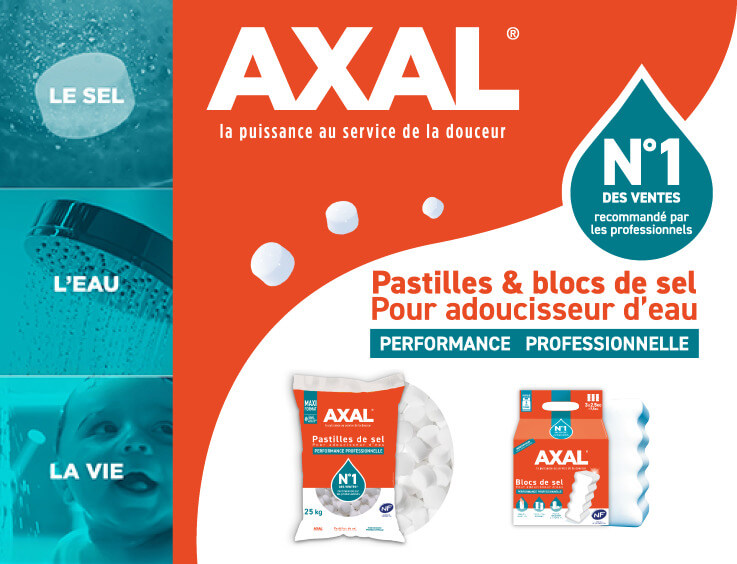 pastilles et blocs de sel pour adoucisseur d'eau Axal