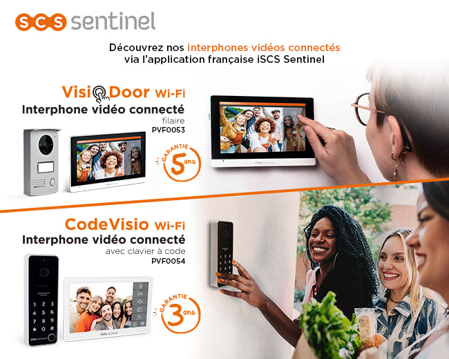 Interphones vidéos connectés via application VISIODOOR et CODEVISIO marque SCS SENTINEL