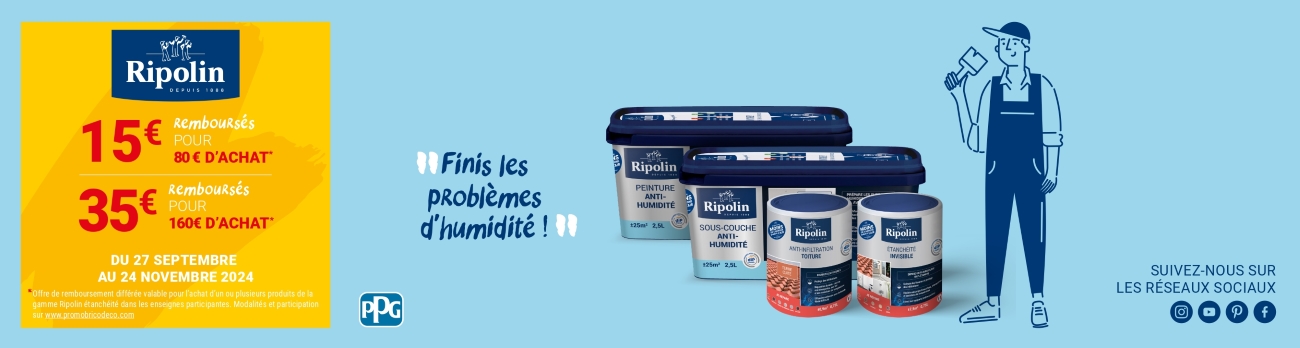 offre de remboursement pour tout achat de produits Ripolin étanchéité