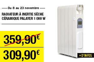 Radiateur à inertie sèche Palayer blanc 1000 W UNIV'R CHAUFFAGE