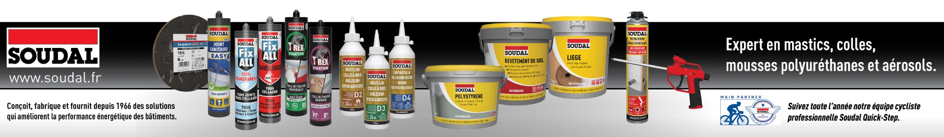 Soudal : expert en mastics, colles, mousses polyuréthanes et aérosols