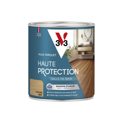Huile parquet Haute Protection salle de bain incolore mat 750 ml - V33