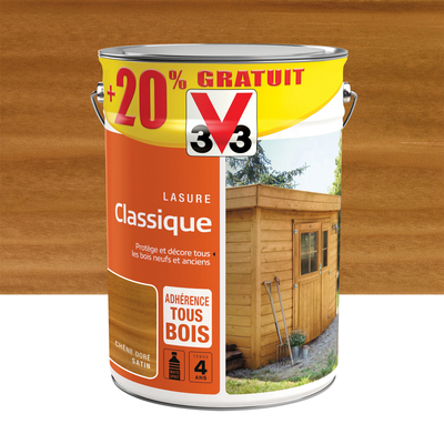 Lasure bois classique extérieure chêne doré 5 l + 20 % V33