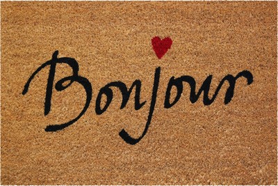 Tapis coco texte bonjour coeur 40 x 60 cm - ID MAT