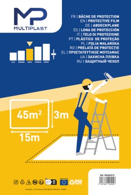 Bâche épaisse de protection pour travaux rouleau 3 m x 15 m - MULTIPLAST