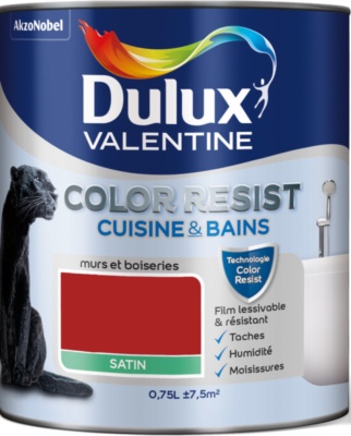 Peinture Color Resist Cuisine Et Bain Satin Rouge Industriel 0 75 L Dulux 1076553 Sol Et Mur Interieur L Entrepot Du Bricolage