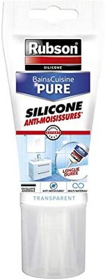 Mastic Silicone bain et cuisine Pure anti-moisissures transparent tube 150  ml RUBSON, 159428, Peinture et droguerie