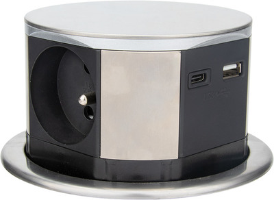Multiprise encastrable escamotable en aluminium 3 prises - USB-A USB-C -  Avec amortisseur : : Bricolage