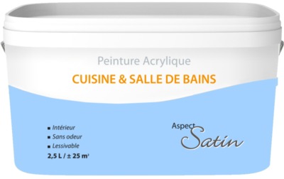 Peinture Acrylique Symphonie Cuisine Et Salle De Bain Bleu Satin 2 5 Litres 564556 Sol Et Mur Interieur L Entrepot Du Bricolage