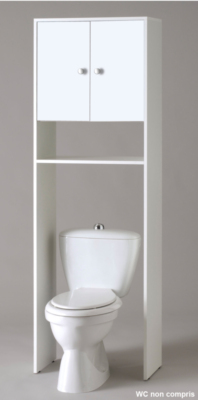 Etagère pour WC et lave-linge 2 portes blanche, 966451, Salle de bains et  WC