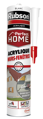 Rubson | Mastic Maison Acrylique Murs & Fenêtres (cartouche de 280 ml) –  Mastic acrylique blanc pour intérieur & extérieur – Comble fissure, joint