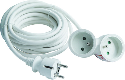 Rallonge électrique 3G1.5mm² HO5VV-F 3m 2 têtes blanche, 1078136, Electricité et domotique