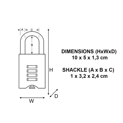 Cadenas corps laiton à combinaison 4 chiffres 50 mm anse acier - Master Lock
