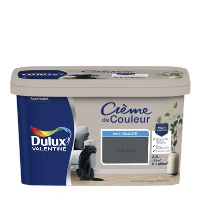 Peinture Crème de Couleur Anthracite mat 2,5 l - DULUX VALENTINE