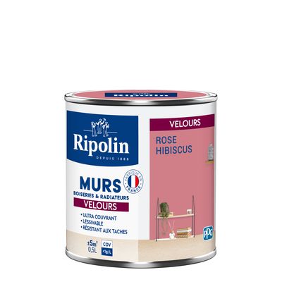 Peinture Velours Mur Boiserie Radiateur-0,5L-Rose Hibiscus - RIPOLIN