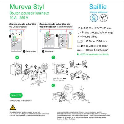 Bouton poussoir étanche IP55 avec témoin lumineux en saillie blanc - Mureva Styl SCHNEIDER ELECTRIC