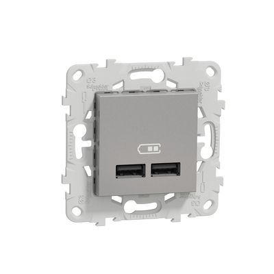 Chargeur double USB aluminium - Unica SCHNEIDER ELECTRIC