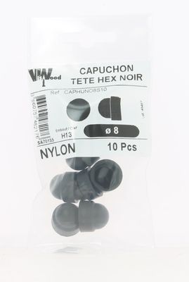 Capuchons tête hexagonale plastique noir M8 par 10 VISWOOD