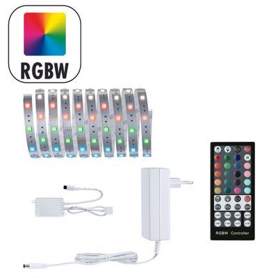 Ruban LED 3m prêt à l'emploi multicolore + blanc avec télécommande 19W 24V MAXLED 250 PAULMANN