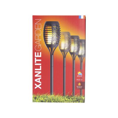 Lot de 4 mini-piquets solaires LED IP44 effet flamme XANLITE