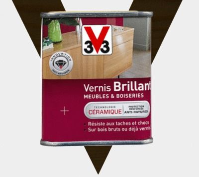 Vernis brillant meubles et boiseries chêne foncé 0,5 l V33