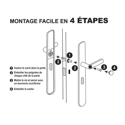 Poignées de porte sans perçage Meudon K laiton satiné à condamnation LINEA BERTOMANI