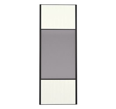 Porte de placard Miroir et Blanc Nacré Structuré Profil noir H 248,5 x L 92,2 cm YNGENIO