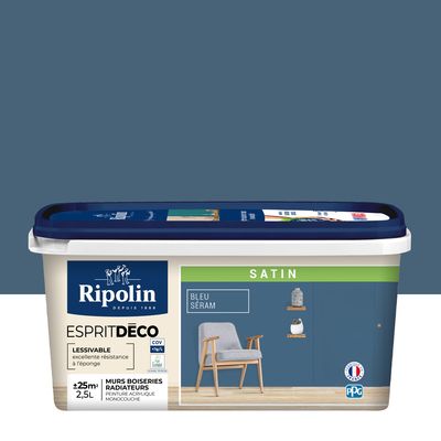 Peinture Intérieure Couleur - Satin - 2,5L - Bleu Séram - RIPOLIN