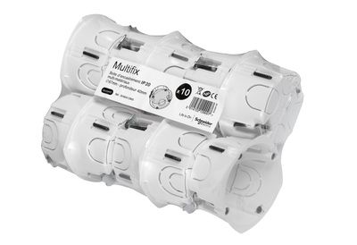 10 boites d'encastrement 1 poste 67x40mm IP20 pour Multimatériaux - Multifix Schneider Electric