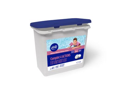 Traitement de piscine 4 actions choc en pastille 1kg sans acide borique