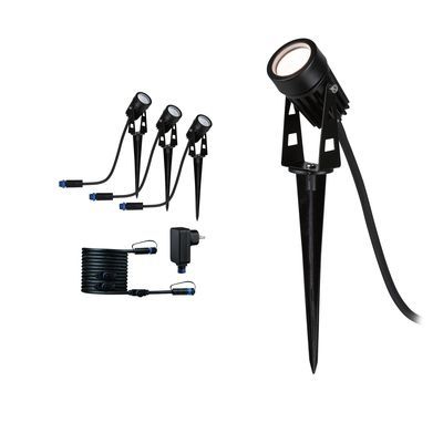 Spots LED extérieur blanc chaud IP65 3x3,5W 3x150 lumens 24V Kit de démarrage - Plug & Shine PAULMANN