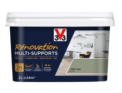 Peinture de rénovation multisupports finition satinée vert kaki 2 l V33