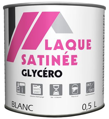 Peinture laque glycero Blanc satin 500 ml