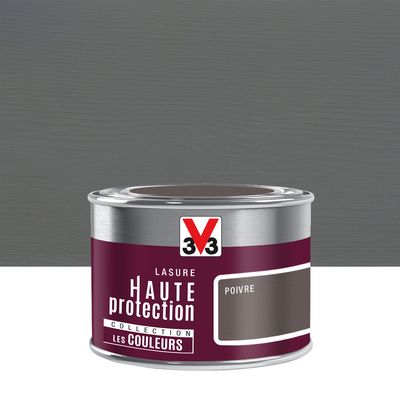 Lasure bois Haute Protection intérieure extérieure couleur poivre 125 ml V33