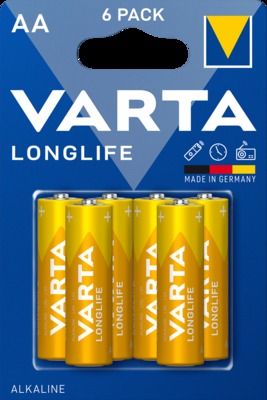 Piles alcalines LR6 (AA) Longlife par 6 VARTA