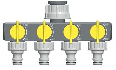 Collecteur d'arrosage 4 sorties avec nez de robinet RAINPLAY