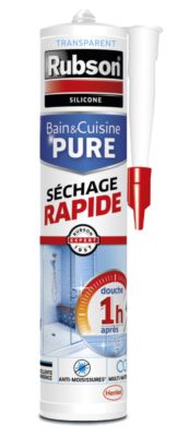 Mastic Silicone Cuisine & Bain Pure Séchage rapide transparent 280 ml RUBSON