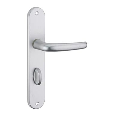 Ensemble poignée de porte Maia aluminium argent 195 mm à condamnation