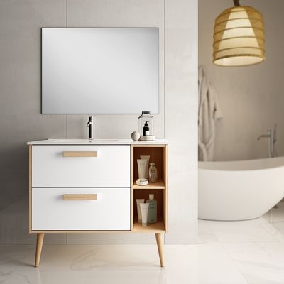 Meuble de salle de bains bois / blanc L 80 cm Malmoe EGORE