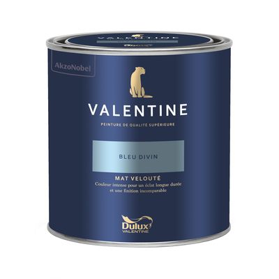 Peinture Valentine  Mat Velouté Bleu Divin 0,5L - DULUX VALENTINE