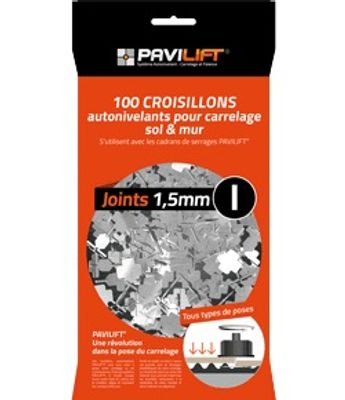 Croisillons de carrelage autonivelants en I 1,5 mm blanc sachet de 100 PAVILIFT