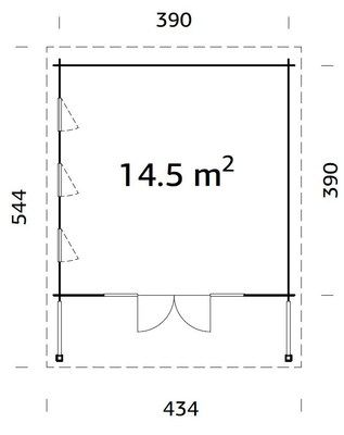 Studio bois traité Translucide Caroline 14,5m2 PALMAKO