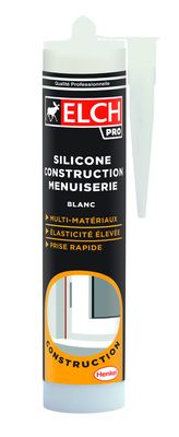 Mastic silicone construction menuiserie blanc 300 ml ELCH PRO