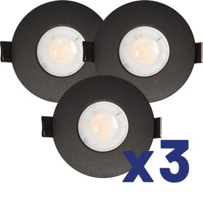 Lot de 3 spots encastrables LED fixe noir 420 lumens 4000K - RUBY ARLUX