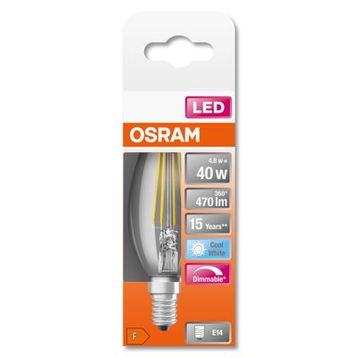 Ampoule LED E14 flamme à filament variable 5 W = 470 lumens blanc neutre OSRAM