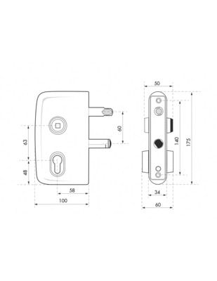 Serrure applique portail noir 100 x 175 mm THIRARD