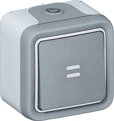 Poussoir lumineux Plexo étanche IP55 gris LEGRAND