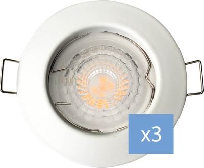 3 Spots encastrables QUARTZ LED fixe GU10 blanc 380 lumens 3000K ARLUX